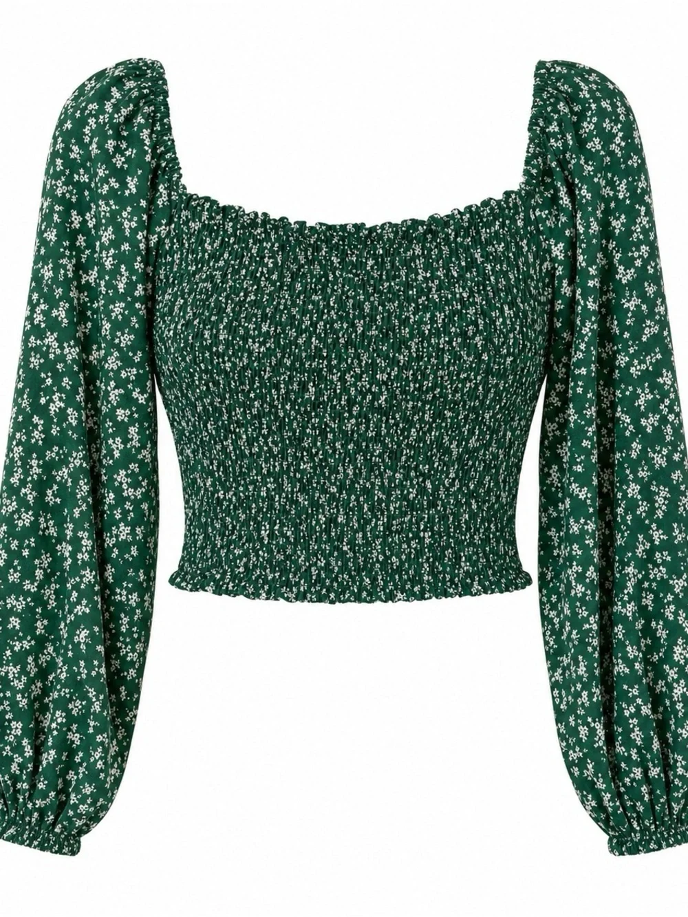 NWT Reformation Solis Top Green Floral Smocked Crop Sz:M NWT